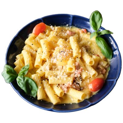 Carbonara pasta Baran Cafe i Stockholm