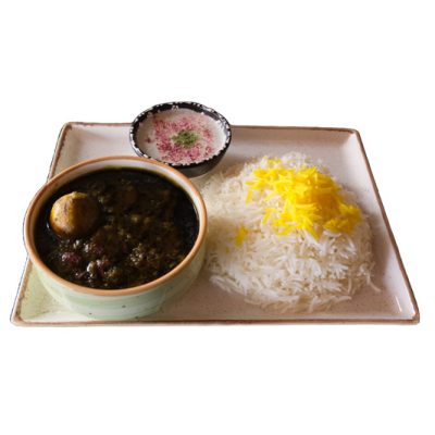 Vegetarisk Ghormesabzi Baran Cafe i Stockholm